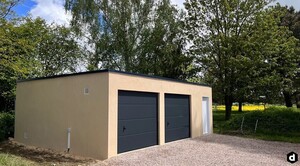 Double garage en béton aspect terrasse