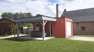 Garage en béton toit terrasse avec carport accolé