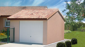 garage en béton 2 pentes couverture tuiles 1 porte basculante