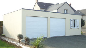 garage en béton toit terrasse couverture bac acier 2 portes sectionnelles