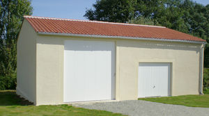 garage en béton 2 pentes couvertures tuiles sur fibro