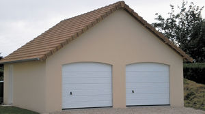 garage en béton 2 pentes couverture tuiles 2 portes sectionnelles