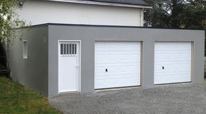 garage en béton toit terrasse couverture bac acier 2 portes sectionnelles